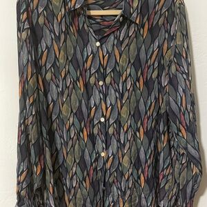 Multicolor Leaf Pattern Button Down Shirt